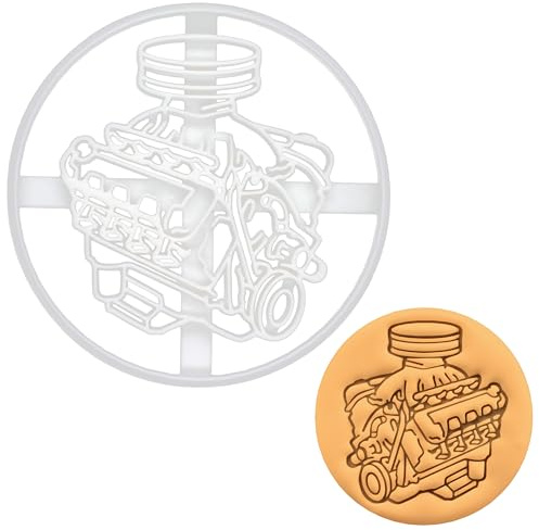 BAKERLOGY V8-Motor Ausstechform - Detailliertes Keksausstecher-Design zum Backen und Basteln, ideal für Fondant, Teig, Ton