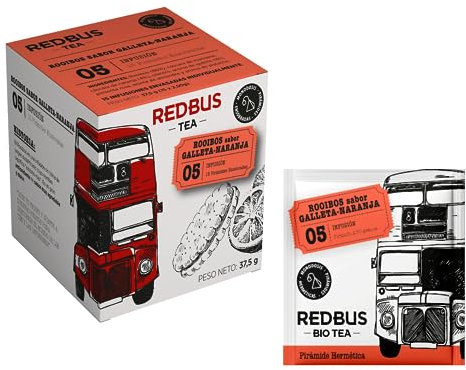 Redbus® | Rooibos Biscotto & Arancia | Infuso Rooibos Arancia, Mandorla & Pistacchio Filtri Confezionati Singolarmente - 15 Piramidi (37.50 Gr) | Rooibos Senza Caffeina