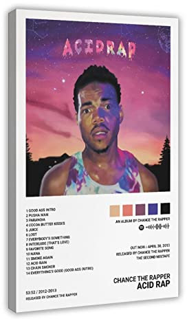 OWNPET Singer Chance The Rapper Acid Rap Album Cover Leinwand Poster Wandkunst Dekor Druck Bild Gemälde für Wohnzimmer Schlafzimmer Dekoration Rahmenstil 30 x 45 cm