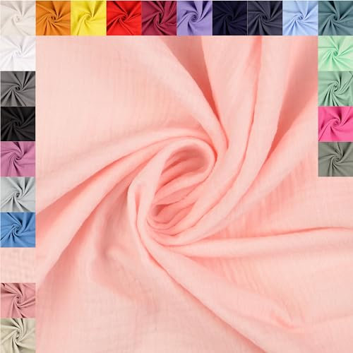 fingsi Musselin Baumwollstoff Webware Meterware Coupon (rosa, 1,0m) (3017) + 23 weitere Farben