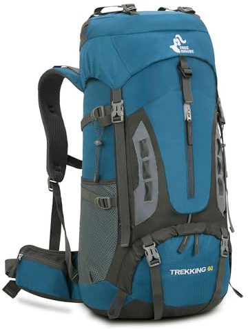Bseash 60L impermeabile zaino da trekking leggero con copertura antipioggia, zaino da viaggio sport all'aperto per arrampicata campeggio turismo