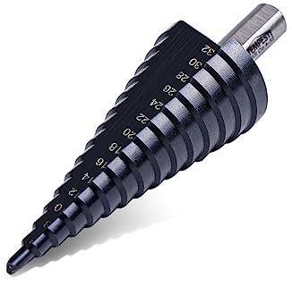 ITEMPESTI Foret étagé M35 en cobalt, Ø 4-32 mm, revêtement TiAlN, robuste et résistant aux hautes températures, convient pour le métal, l'acier inoxydable, le plastique, le bois