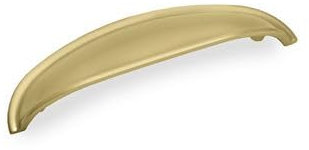 Camden D Cup Handle, 96mm Centres, Kitchen Bedroom Cabinet Fitting (Satin Brass)