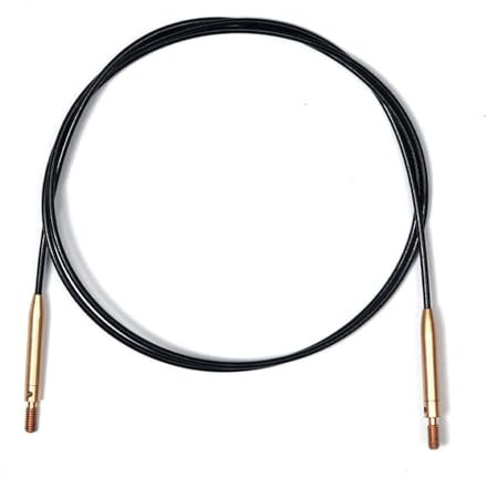 KnitPro - KnitPro Acciaio Inox Nero/Oro 360° Cavo Girevole Intercambiabile per Ago da 120cm con Cappucci Terminali e Chiave Cavo - 1 Set