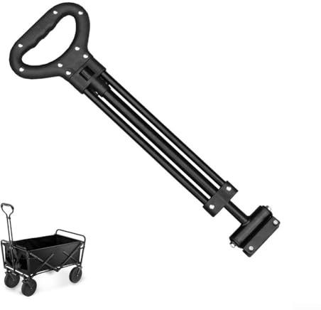 CARMOTTER Einkaufswagengriff, Universeller klappbarer Wagen-Schiebegriff, Schwarz, Metall Eisen, 54,1 cm Länge