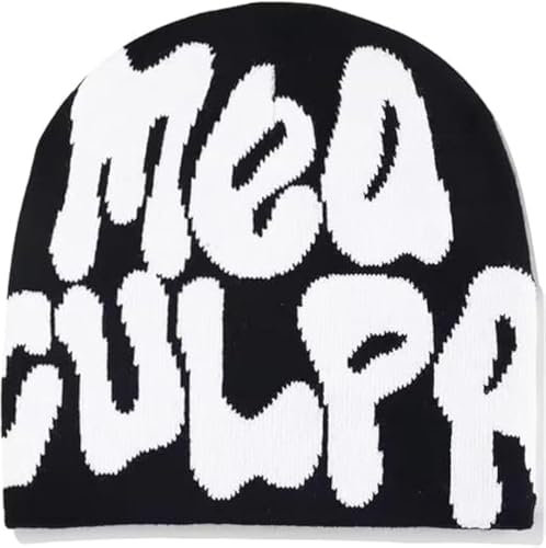 Beanie Y2k, Me Cupa Printed Y2k Beanie,Warme Strickmütze Y2k Mütze, Hip Hop y2k Beanie mütze y2k für Herren Damen (Acryl, Brief)