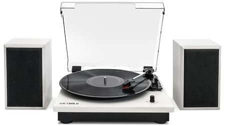 Victrola VM-135-WHT Montauk Système de platine Bluetooth avec haut-parleurs (blanc)