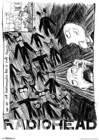 BUY ART FOR LESS Offiziell lizenziertes Radiohead – Scribble Kunstposter 61 x 91 cm – dekorativer Druck – Posterpapier – fertig zum Rahmen