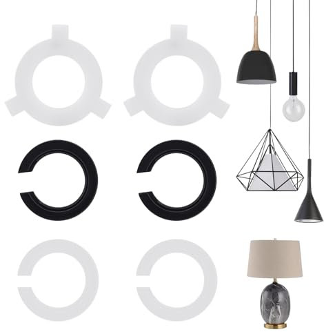 6Pcs Plastic Lampshade Reducer Ring Set, E27 to E14 Lampshade Reducers, Fitting Lampshade Washer Adaptor, Lamp Shade Adapter Rings for Socket Replacement, White and Black