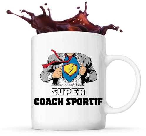Planetee Mug Super Coach sportif | Tasse Céramique Métier Collègue Cadeau Travail Boulot Départ Retraite