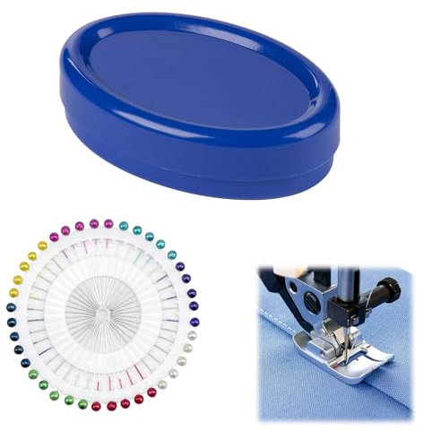 TUKNN Puntaspilli Cucito Magnetico, Portaspilli per Cucito Magnetico, Cuscini per Cucire Custodia Forniture, Scatola Puntaspilli Magnetico, Scatola Aghi Magnetico, Cuscino per Pin Magnetico, Blu