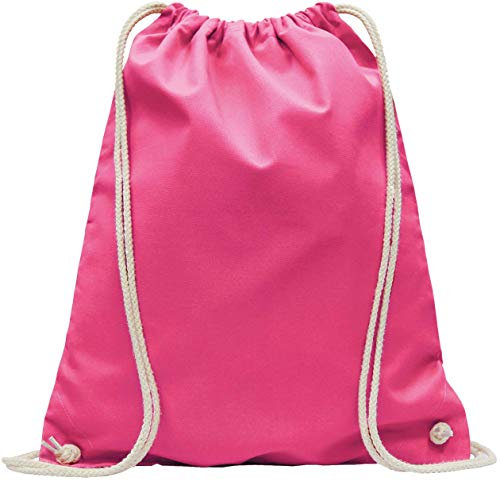 Baumwollbeutel 10 Stück 38x42cm Sportbeutel - Rucksack Stofftasche Turnbeutel Bag, Beutel, Baumwollbeutel, Jutebeutel OEKO-TEX® zertifiziert Stoffbeutel Einkaufsbeutel Gym zum bemalen (Pink)