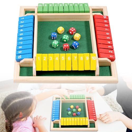 LURNODY Shut The Box Game, Gioco di Dadi In Legno Migliora Le Capacità Matematiche E Decisionali, Gioco da Tavolo In Legno, Adatto per L'aula Domestica O Il Bar