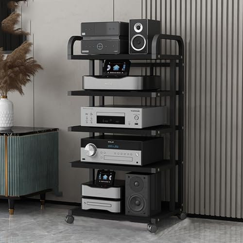YCOVSFP Moderner Audio-Video-Medienständer Mit 5 Ablagen, Aufbewahrungsschrank for Stereokomponenten, for Zuhause/Büro/Kino(Color 2)