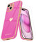 Teageo Coque pour iPhone 15 Plus en Silicone Galvanisé Or Ultra Mince avec Motif Coeur d'amour Mignon Housse Étui de Protection Complète du Corps Antichoc pour iPhone 15 Plus, Rose Pink