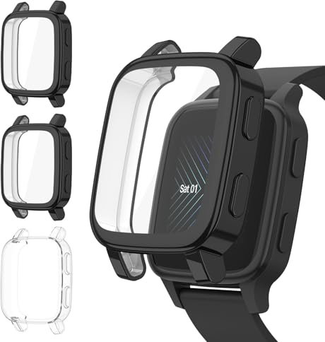 Wanme Cover per Garmin Venu Sq 2/Sq 2 Music/Venu Sq/Sq Music, 3 Pezzi Custodia Silicone Protezione per Garmin Venu Sq, Protezione Pellicola Custodia con Copertura Completa