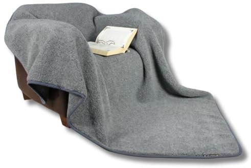 Perfect Wool Wolldecke aus Schafwolle – Handgefertigter – Kuscheldecke flauschig - 450 g/m² – Sofadecke - Flauschige Decke für Herbst & Winter – Graphit - 180/200cm