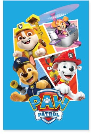 Spreadshirt Paw Patrol Logo Mit Chase Marshall Und Freunden Poster 40x60 cm, One size, Weiß
