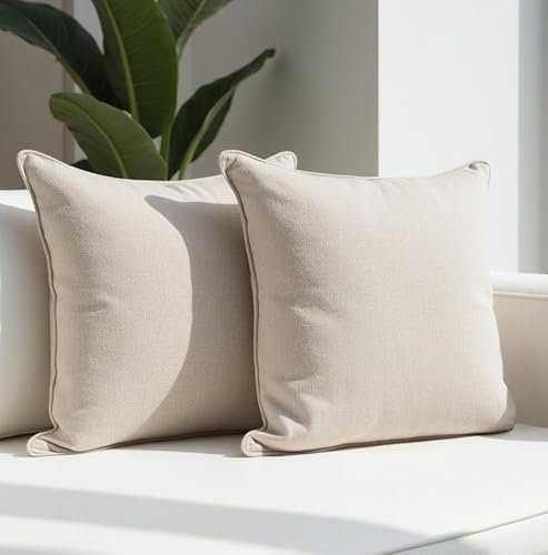 Sofakissen mit Füllung und Bezug - Sofakissen 50x50 cm - Couchkissen Beige 2er Set mit viel Füllung – OekoTex zertifizierte Zierkissen für Sofa & Couch – Bequeme Dekokissen Wohnzimmer, Schlafzimmer