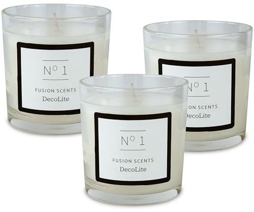 DecoLite: 3 Stück Fusion Scent Duftkerze 45 Std. Brenndauer, Neutralisiert und entfernt Küchengerüche, 83/74 mm Geruchsentferner Ideal für Küche, Braten & Backen(Küchenkerze)