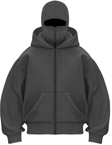 JUZILO Rituals Adventskalender Kapuze Mit Offenem Rand Und ReißVerschluss Herren Strickjacke Rollkragen Herren Kaputzensweatjacke MäNner Herren Kapuzenpullover Winter mit Sturmhaube Ninja Hoodie