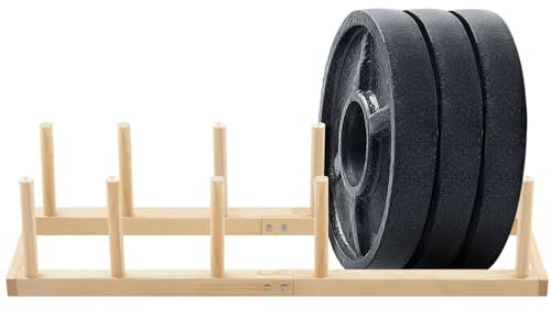 CroBlissful Weight Rack for Home Gym Wooden Horizontal 37.8''L x 10.1''W x 7.08''H Weight Plate Holder Storage Barbell Bumper Storage for Gym Home
