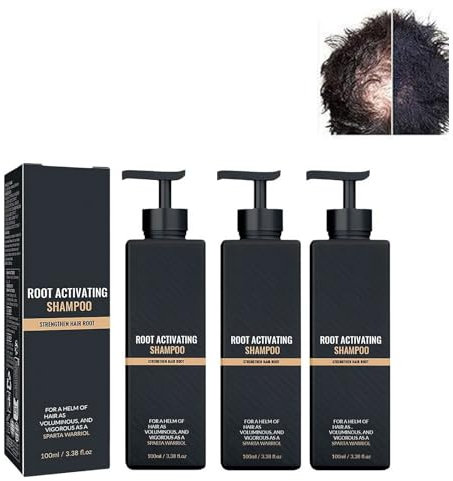 Wurzelaktivator-Shampoo,Haarverdichtungs-Shampoo,Anti-Haarausfall-Shampoo,Fördert das Haarwachstum,Unisex,Natürliche Formel für Männer und Frauen,Glattes,stark reparierendes Pflegeshampoo (3 Stuck)