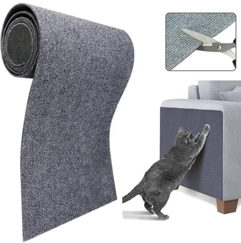 40x200cm Cat Scratching Mat, Self-Adhesive Furniture Scratch Protector Scratching Pad, Wall Mounted Anti Scratch for Cat Climbing Wall Furniture Scratch Protector Ideal for Floors, Sofas (Grey)