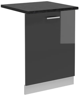 Vicco Geschirrspülblende R-Line, Anthrazit Hochglanz, 60 cm, AP Anthrazit