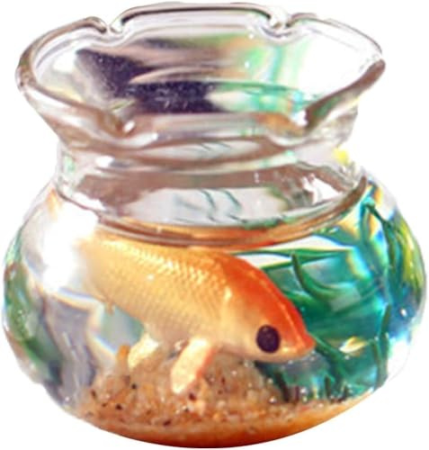 1Pc Multicolour Dollhouse Miniature Goldfish Bowls with Smooth Surface, Realistic Chic Resin Dollhouse Fish Tank Accessories for Garden Scene Decor (1.06 x 0.51 x 1.02)