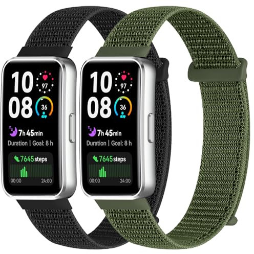 RenSheng 2 Pezzi Cinturino in Tessuto Elastico per Huawei Band 10 / Huawei Band 9 / Huawei Band 8, Cinturino Compatibile per Huawei Band 9/8 per Sport e Uso Quotidiano