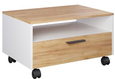 Vicco Couchtisch Bibo, Weiß/Goldkraft Eiche, 70 x 52.4 cm