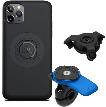 Quad Lock Mirror Motorcycle Phone Mount with Vibration Dampener and MAG Phone Case for iPhone 11 Pro Max