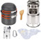 Camping Cookware Mess Kit | 11 - Piece Non - Stick Pot Set with Stove | Outdoor Cooking for Camping/Hiking | Foldable Cutlery