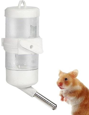 Squirrel Water Dispenser - 80ml Leak-Proof Pet Drinking Bottle, Stainless Steel No-Drip Spout Cage Feeder | Top-Fill Hamster Hydrator, Chew-Resistant Small Animal Waterer with Suction Cups fo