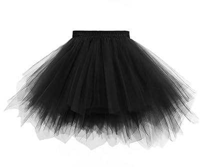ZEAGOO Damen Tüllrock Karneval Kostüm Tütü Rock Elastisch Taille Fasching Cosplay Halloween Röcke Partyrock Unterrock Festlich Mini Tutu Taille 66-110 cm