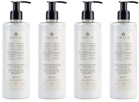 Prija Protective Hair Conditioner with Green Walnut Extract 4x 380ml | Conditions and Nourishes Hair. Protects from External Aggressors. For All Hair Types. With Pump Dispenser.