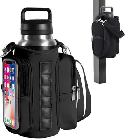 Msiud Magnetic Gym Bag, Water Bottle and Phone Holder Sling for Fitness | 6 Strong Magnets with Adjustable Strap, Touchscreen Pocket and Dual Zipper Storage, Lightweight Neoprene for Travel Workout