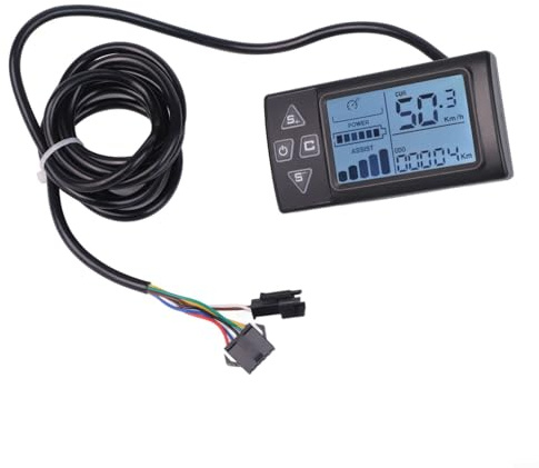 Eawfgtuw E-Bikes LCD Display 24V 36V 48V Elektrisch für Fahrrad Tacho mit 5 Pin Kabel ABS Wasserdicht für OMD Controller Kompatibel