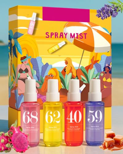 Lot de 4 sprays corporels pour femme - 4 x 40 ml - Parfum longue durée - Parfum élégant et frais - Vaporisation fine - Brume capillaire et corps pour la vie quotidienne, les voyages et les occasions
