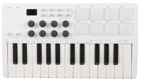 Ausla USB-MIDI-Keyboard-Controller mit 25 Tasten und 8 Hintergrundbeleuchteten Pads für Musikproduktion und -Making