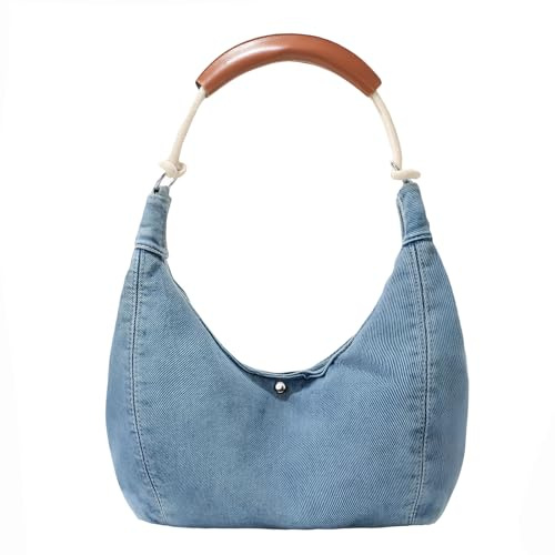 Aulenge Handtasche Damen Jeans Tasche Große Umhängetasche mit Multi-Pocket Fächern für Büro Business Elegante Schultertasche mit Henkel für Alltag Reise und Einkaufen