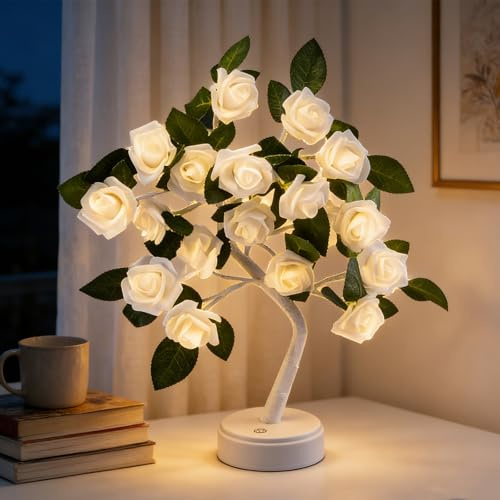 Richaa 18 LED Rose Flower Tree Lamp, LED Twinkle Rose Tree Table Lamp, Cute Fairy Light-Up Flower for Bedroom, Living Room, Party, Wedding, Birthday, Christmas Decor-1