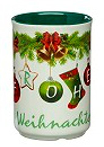 vontek 48x Glühweinbecher Weiss Motiv Frohe Weihnachten 0,2 geeicht Glühweintassen Keramik steingut