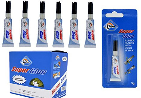 SHINE Lot de 6 tubes de colle 3 g étanche et solide pour caoutchouc, plastique, bois