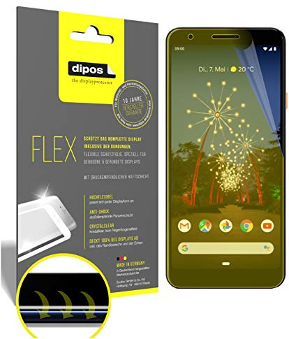dipos FLEX 3x Displayschutzfolie klar für Google Pixel 3a | 100% Displayabdeckung, Full Cover, Anti-Shock, selbstheilend, blasenfrei, Fingerprint-kompatibel, selbstklebend