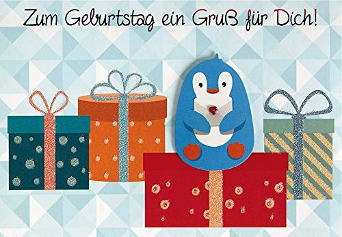 Perleberg Geburtstagskarte Pinguin 11,6 x 16,6 cm