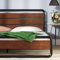 Zinus Therese Double Bed frame - Bed 135x190 cm - 20 cm Height - Metal and Wood Platfomr Bed frame - Brown and Black