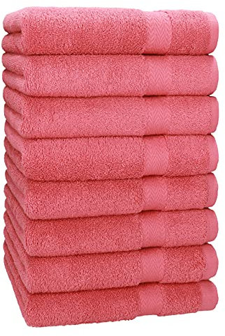 Betz 8 Stück Handtücher Set Größe 50 x 100 cm Handtuch Premium 100% Baumwolle (Himbeere)