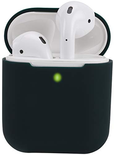KOKOKA Schutzhülle Hülle Kompatibel mit AirPods 2, Silikon Schutzhülle Hülle für AirPods 2, LED an der Frontseite Sichtbar, Dark Green